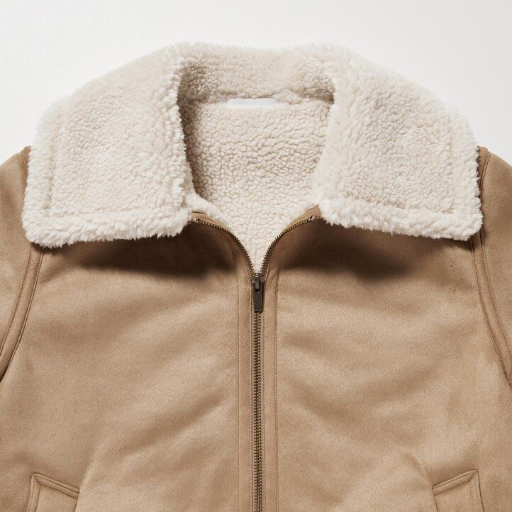 Beige Uniqlo Pile Lined Jacket | IWSBX-6582