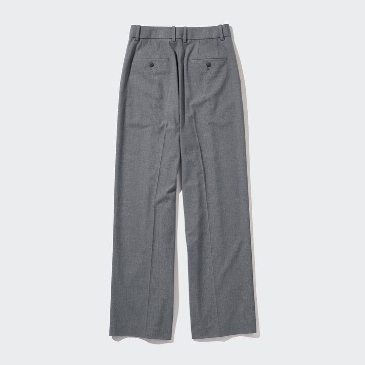 Beige Uniqlo Pleated Wide Leg Trousers Long | NHLBW-2841