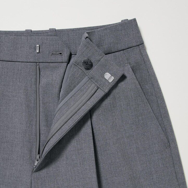 Beige Uniqlo Pleated Wide Leg Trousers Long | NHLBW-2841