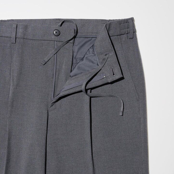 Beige Uniqlo Pleated Wide Leg Trousers | KVUOD-1409