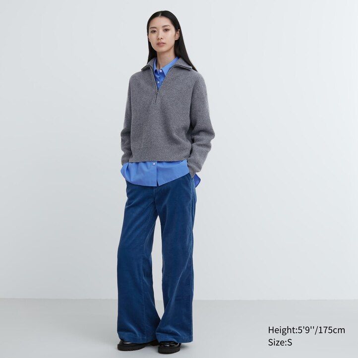 Beige Uniqlo Premium Lambswool Half Zipped Jumper | UTKLR-8417