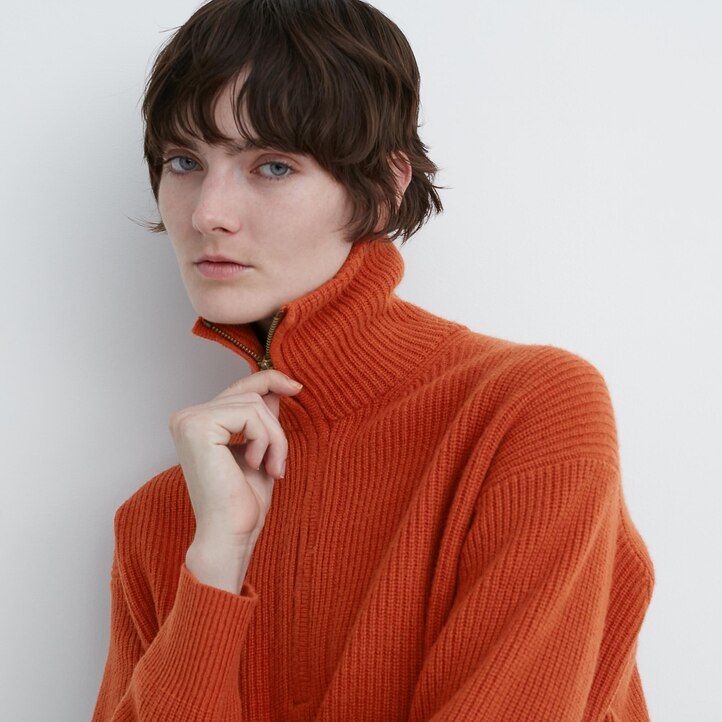 Beige Uniqlo Premium Lambswool Half Zipped Jumper | UTKLR-8417