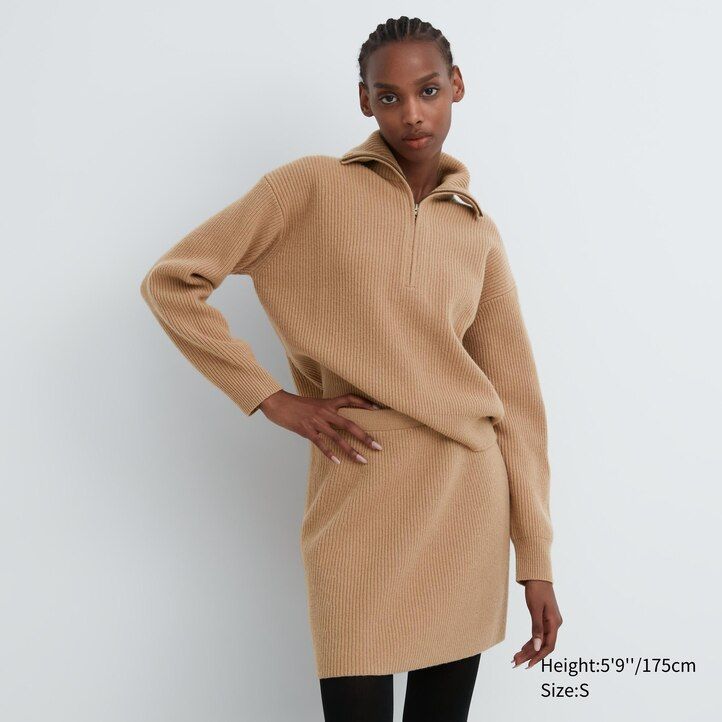 Beige Uniqlo Premium Lambswool Mini Skirt | EPGXU-6524