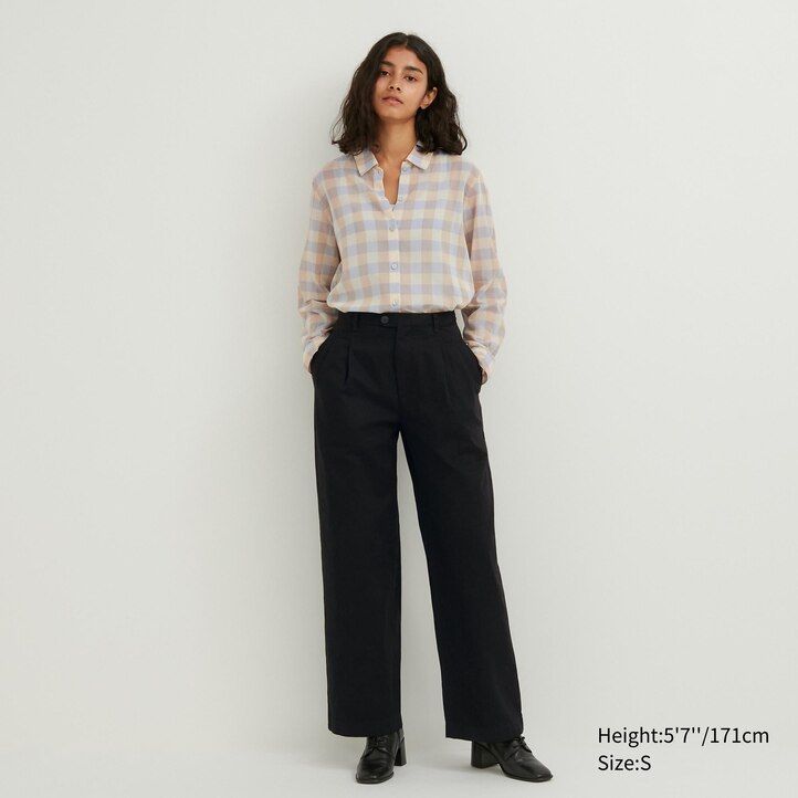 Beige Uniqlo Sheer Cotton Checked Shirt | VSAZX-8509