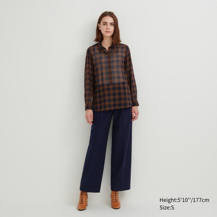 Beige Uniqlo Sheer Cotton Checked Shirt | VSAZX-8509