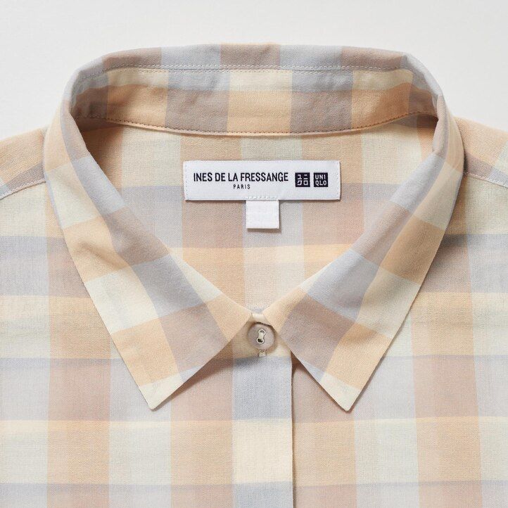 Beige Uniqlo Sheer Cotton Checked Shirt | VSAZX-8509