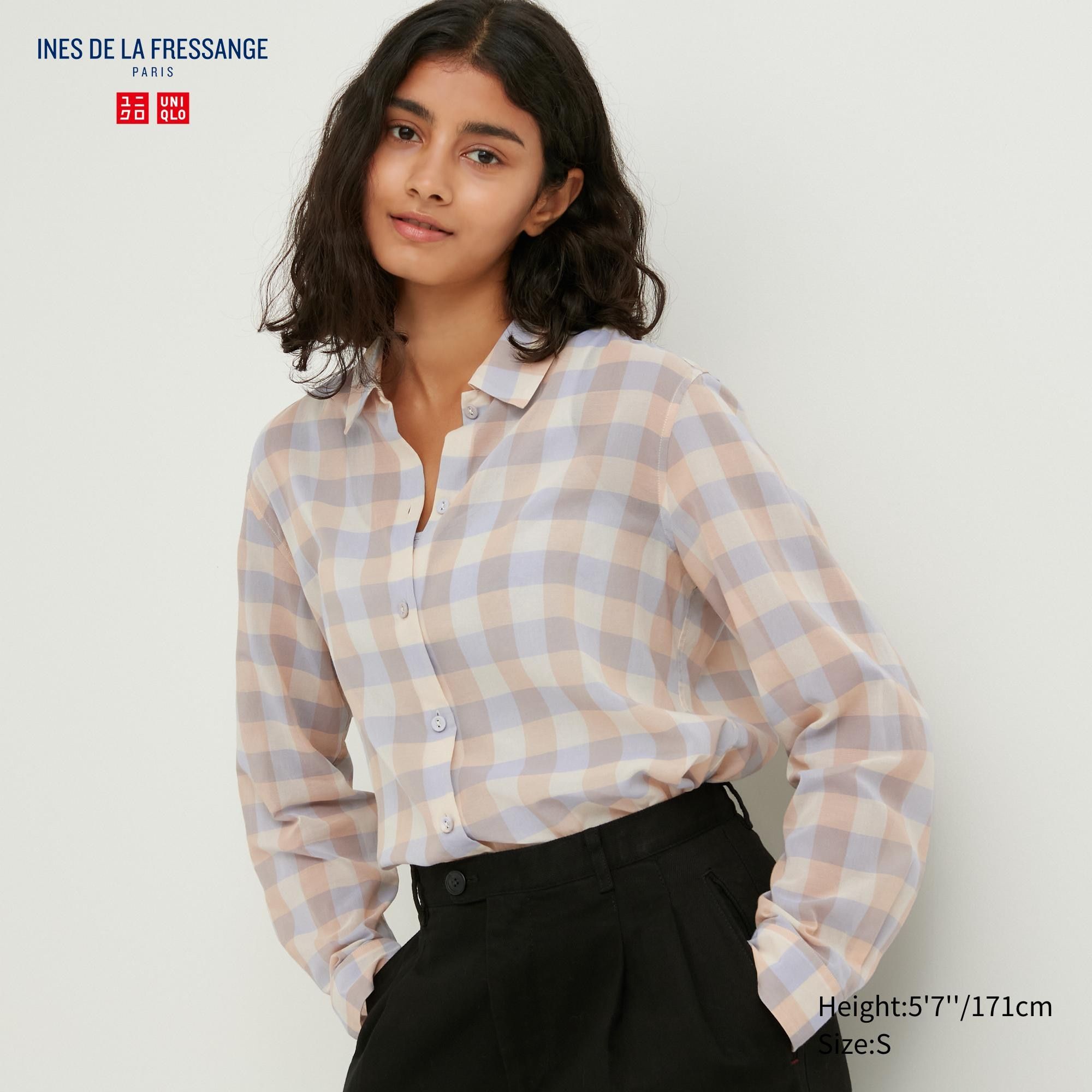 Beige Uniqlo Sheer Cotton Checked Shirt | VSAZX-8509