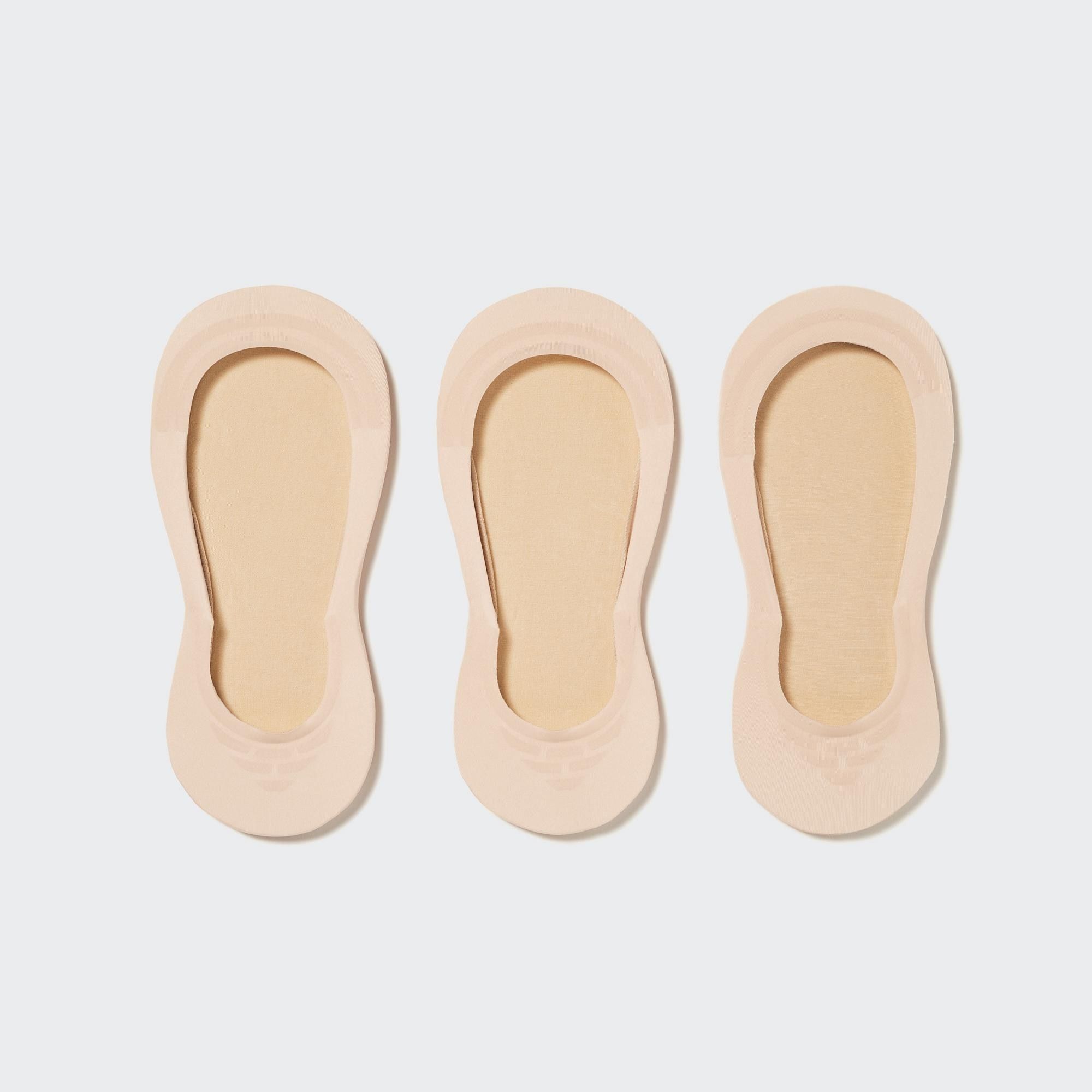Beige Uniqlo Sheer Invisible No Show Socks Three Pairs | EYSUT-9650