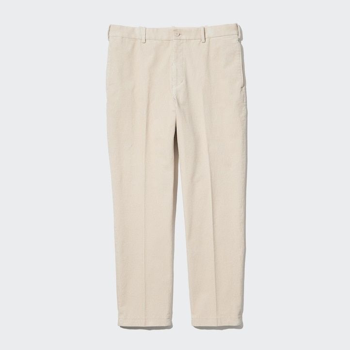 Beige Uniqlo Smart Corduroy Ankle Length Trousers | GDEUS-8726