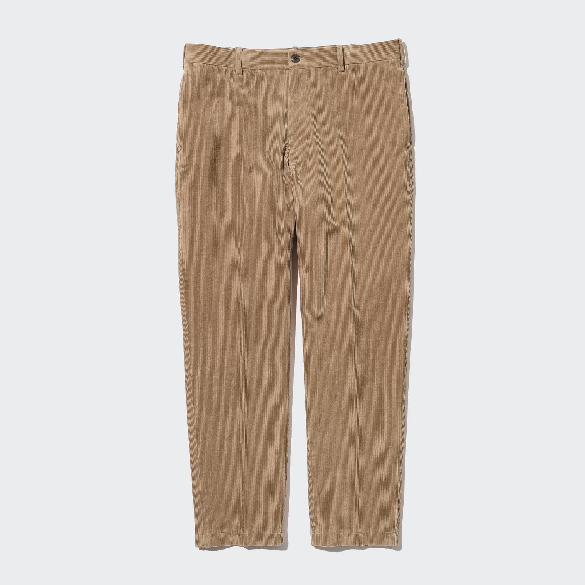 Beige Uniqlo Smart Corduroy Ankle Length Trousers | GDEUS-8726