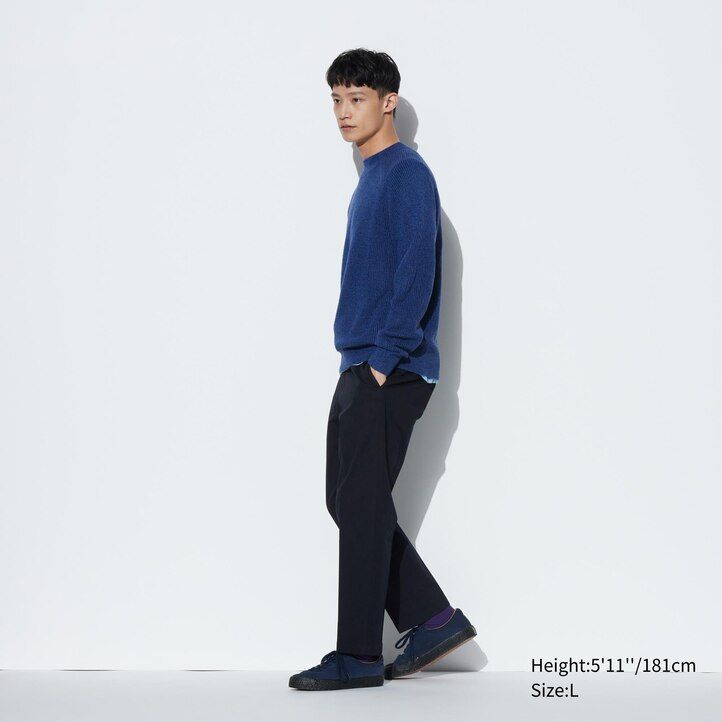 Beige Uniqlo Smart Cotton Ankle Length Trousers | MVATY-1327