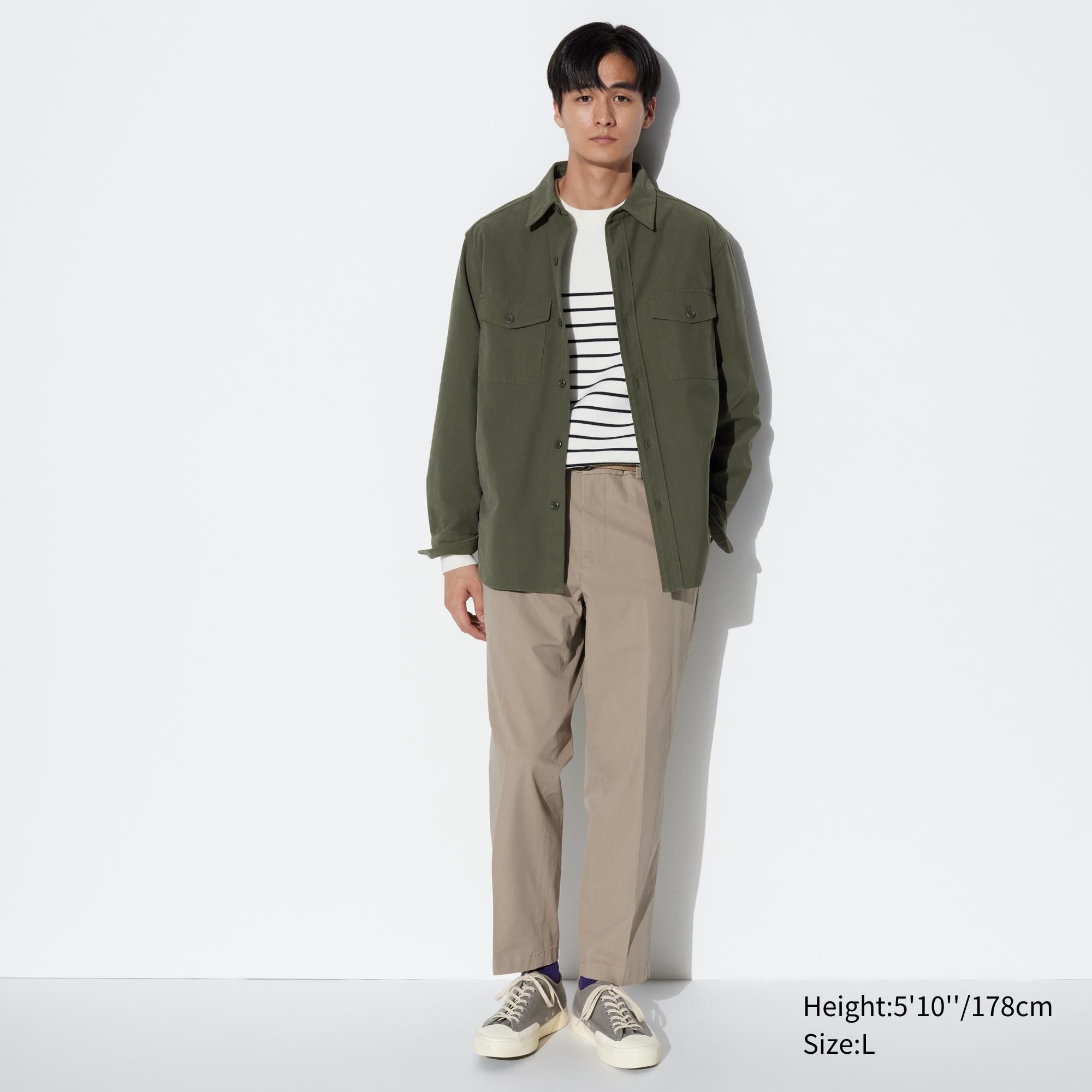 Beige Uniqlo Smart Cotton Ankle Length Trousers | MVATY-1327
