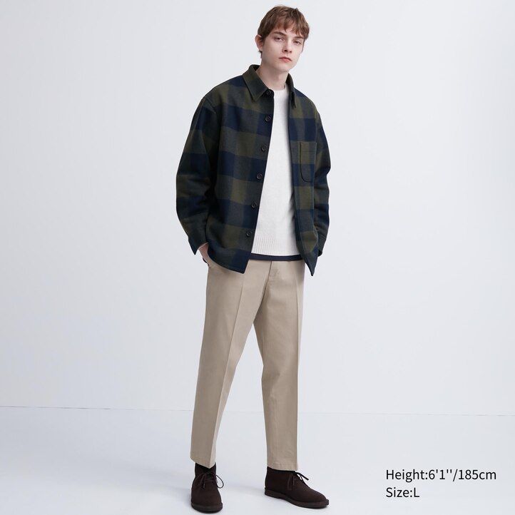 Beige Uniqlo Smart Cotton Like Ankle Length Trousers | QWLZT-8754