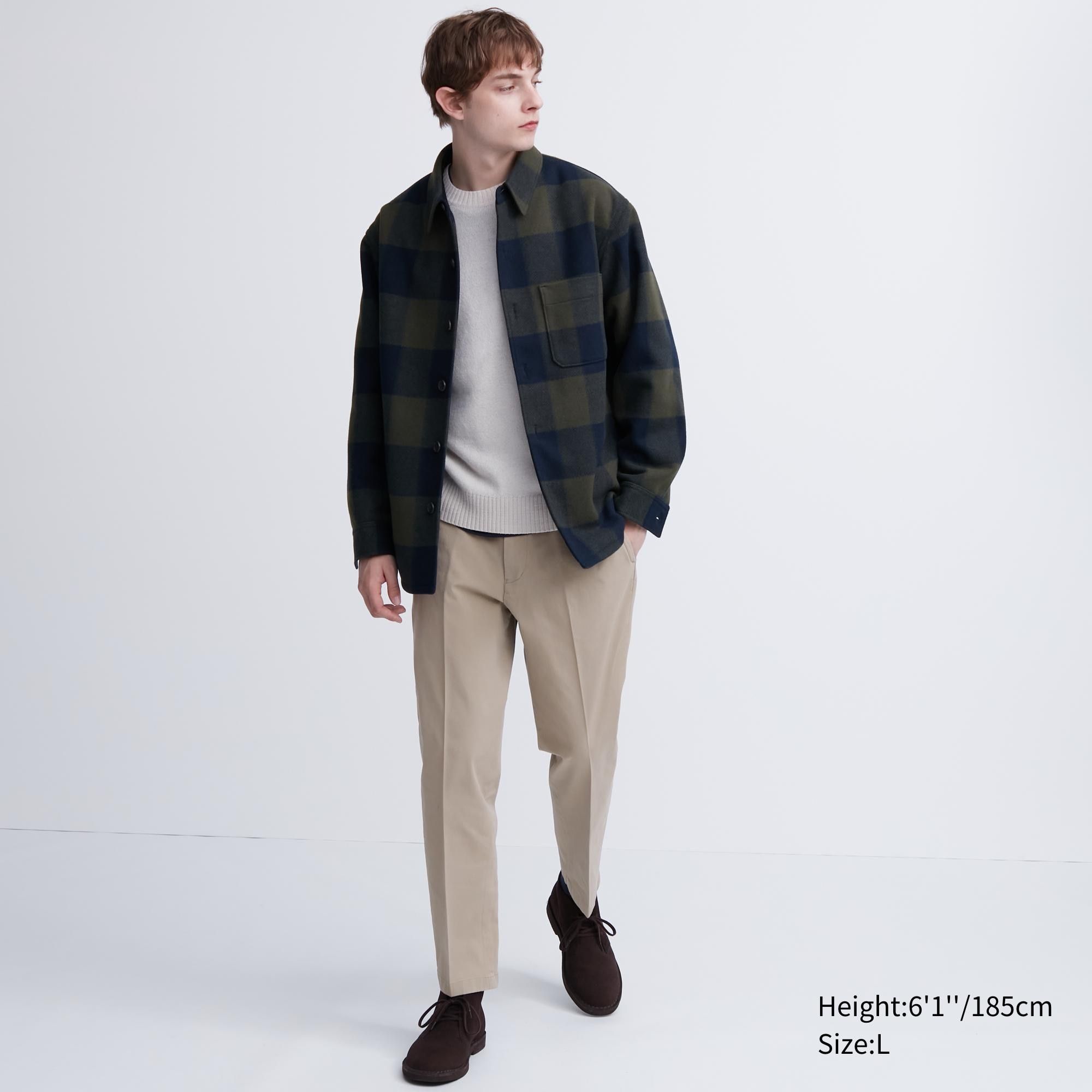Beige Uniqlo Smart Cotton Like Ankle Length Trousers | QWLZT-8754