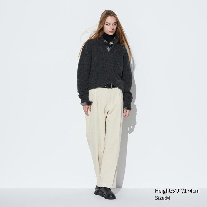 Beige Uniqlo Souffle Yarn Half Zipped Jumper | LQYXB-3452