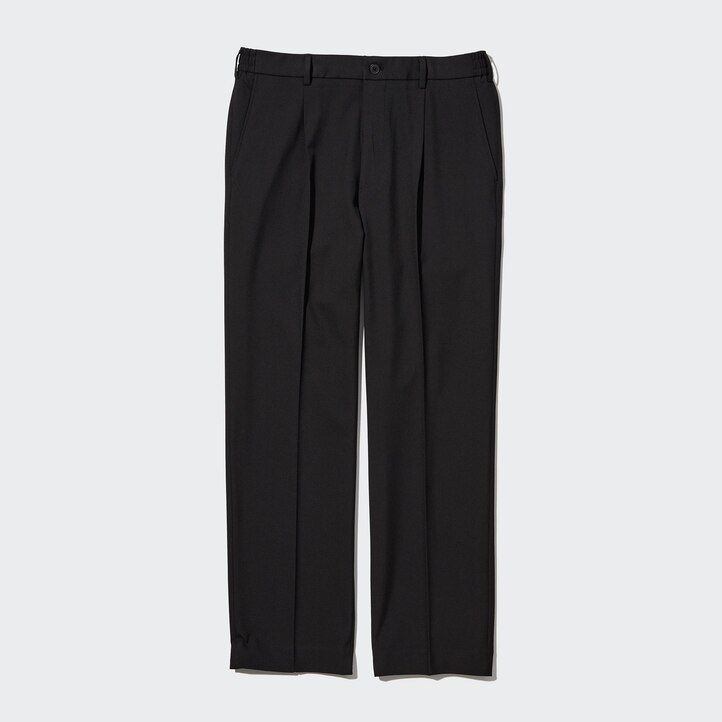 Beige Uniqlo Two Way Stretch Pleated Tapered Fit Trousers | QFGDP-2869