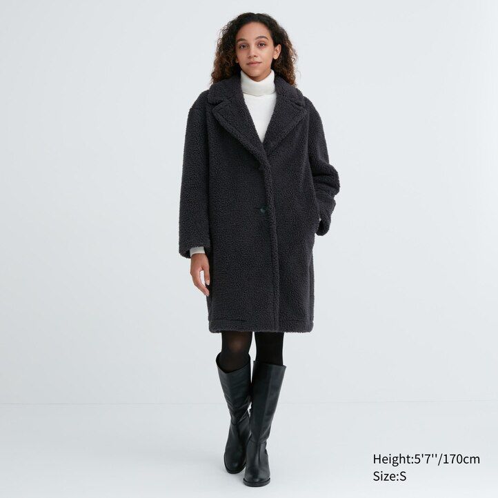 Beige Uniqlo Windproof Outer Fleece Tailored Coat | YGKZL-8023