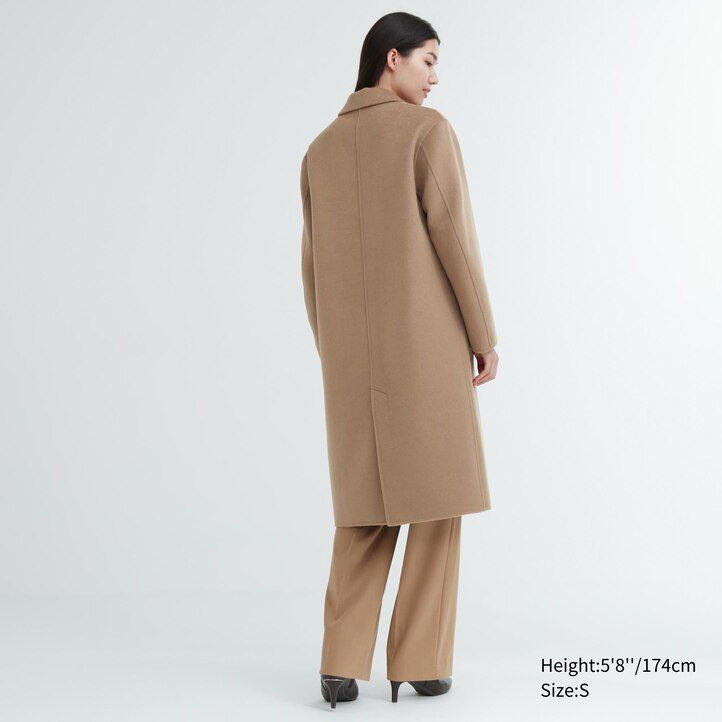 Beige Uniqlo Wool Blend Long Coat | JCGWI-3849