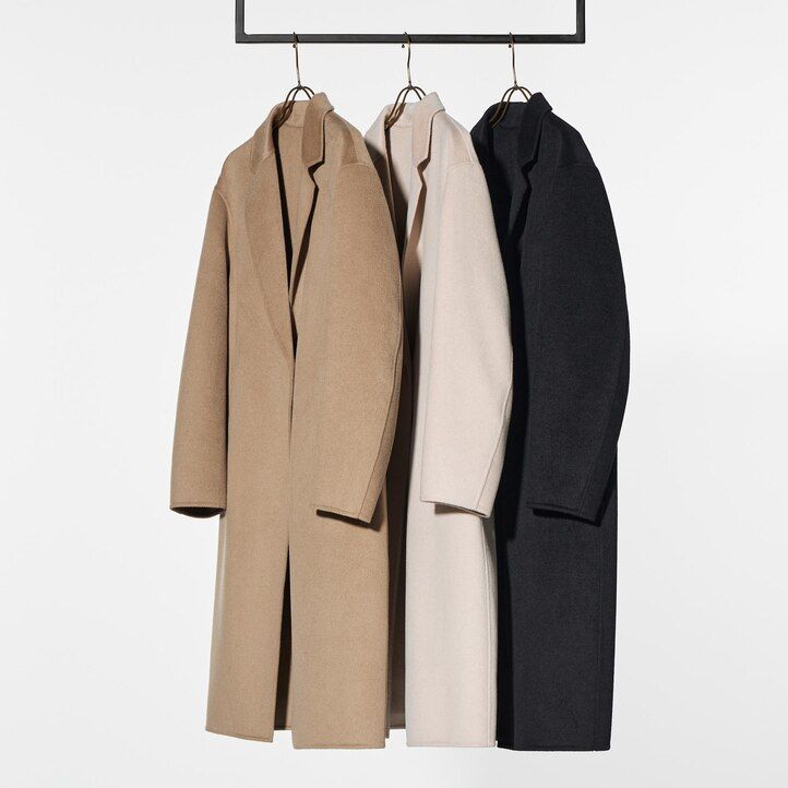 Beige Uniqlo Wool Blend Long Coat | JCGWI-3849