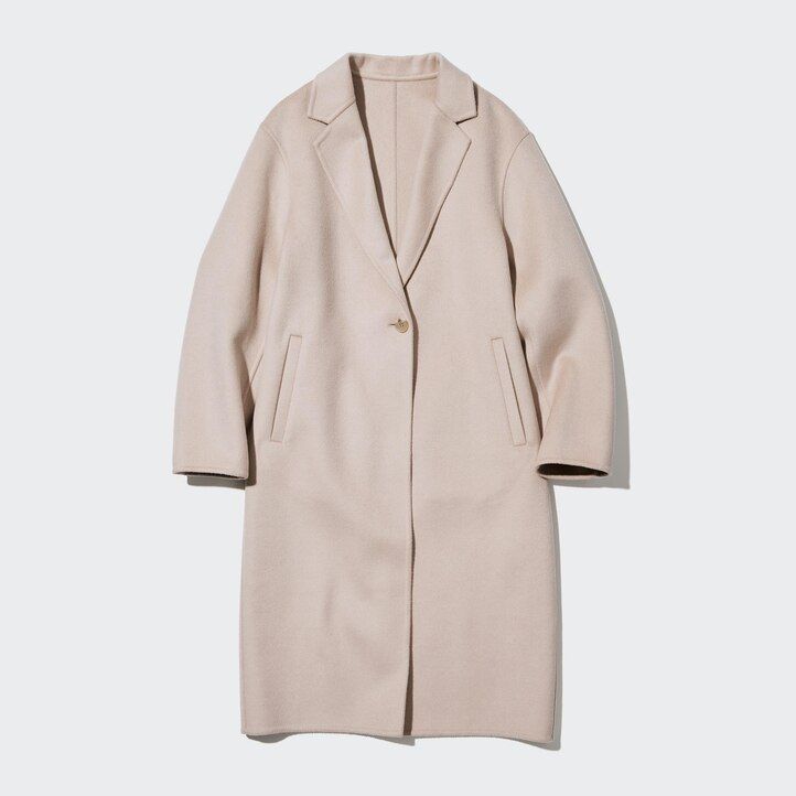 Beige Uniqlo Wool Blend Long Coat | JCGWI-3849