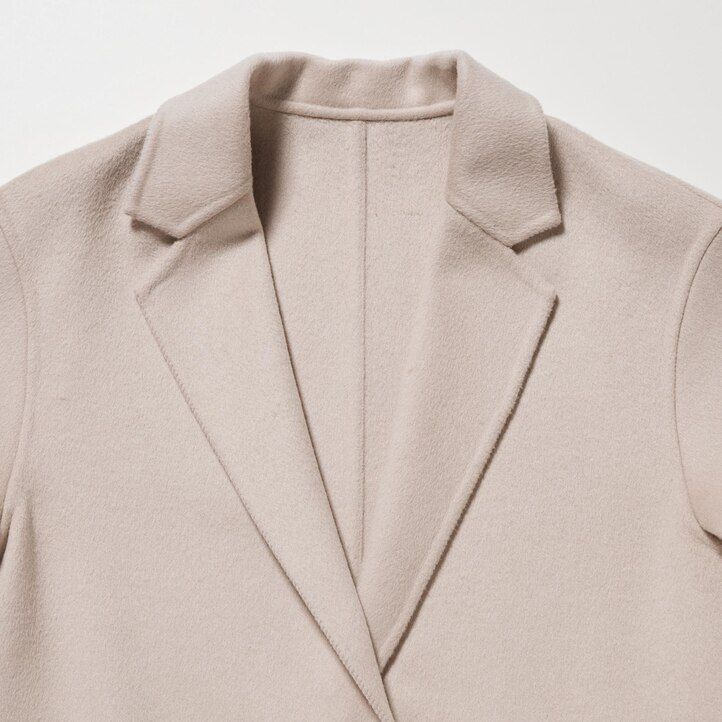 Beige Uniqlo Wool Blend Long Coat | JCGWI-3849