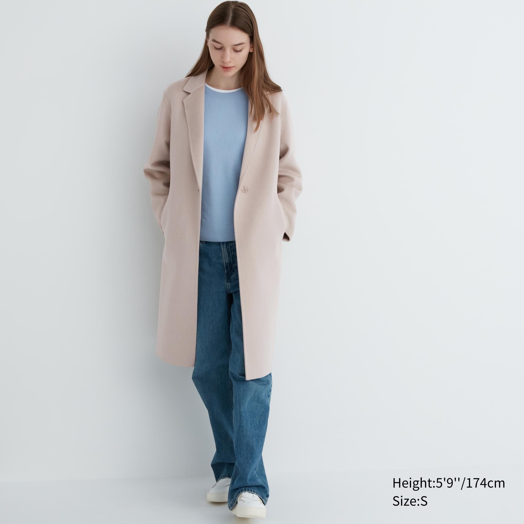 Beige Uniqlo Wool Blend Long Coat | JCGWI-3849