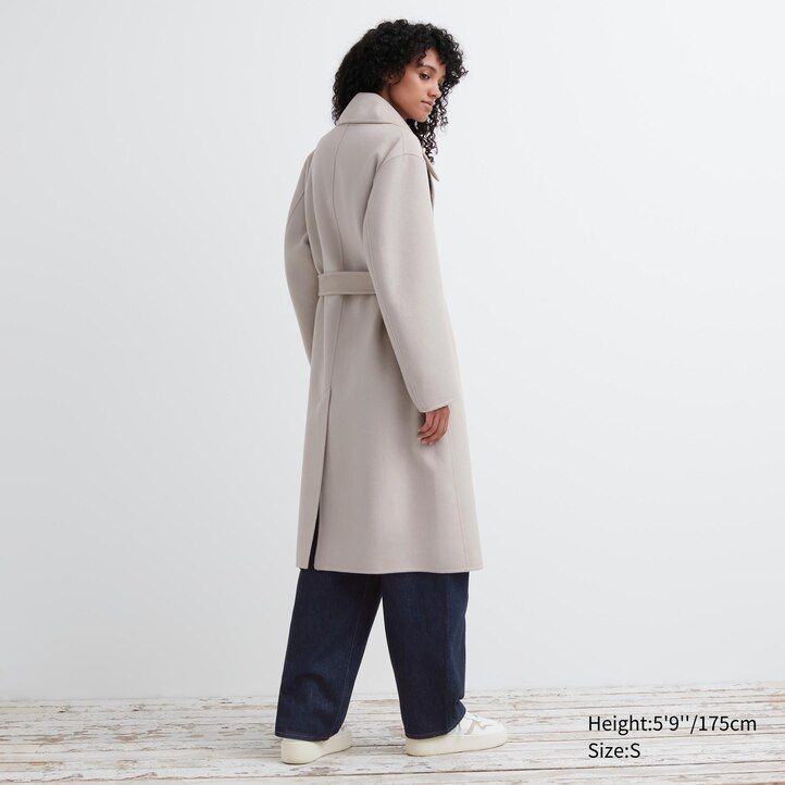 Beige Uniqlo Wool Blend Wrap Coat | KUHGS-2436
