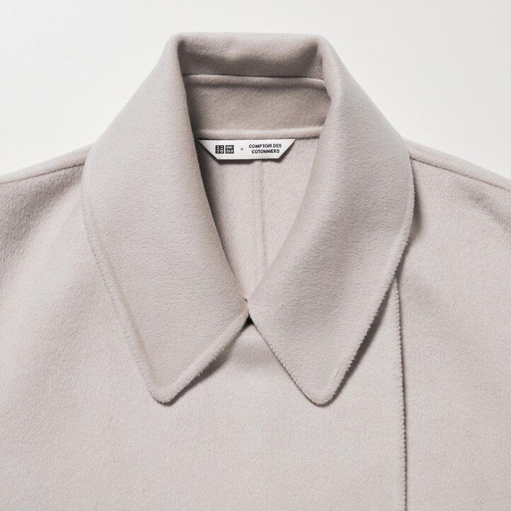 Beige Uniqlo Wool Blend Wrap Coat | KUHGS-2436