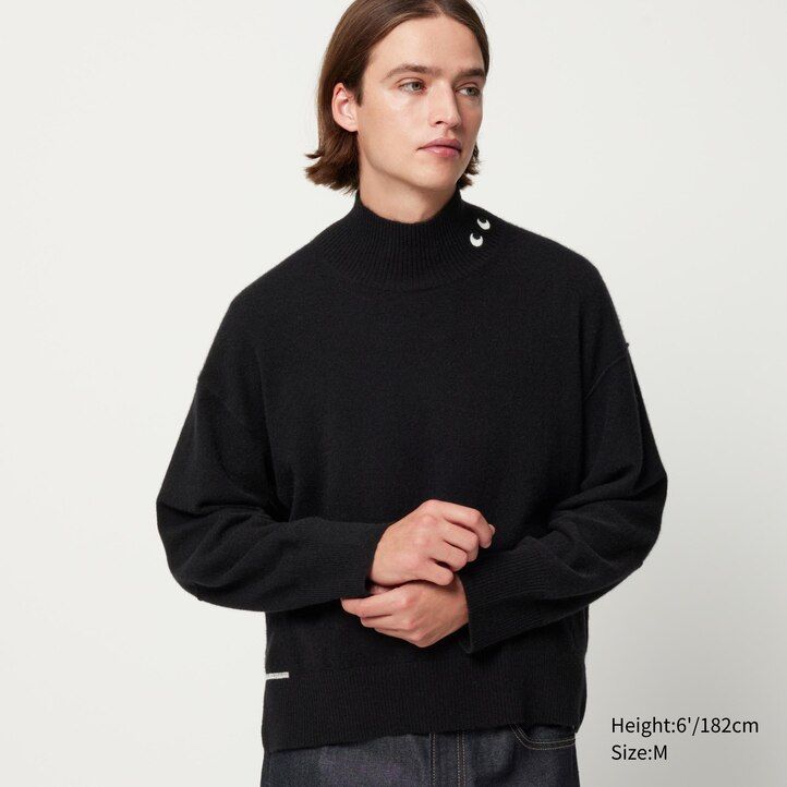 Black Uniqlo 100pct Cashmere High Neck Jumper | TRNWH-3740