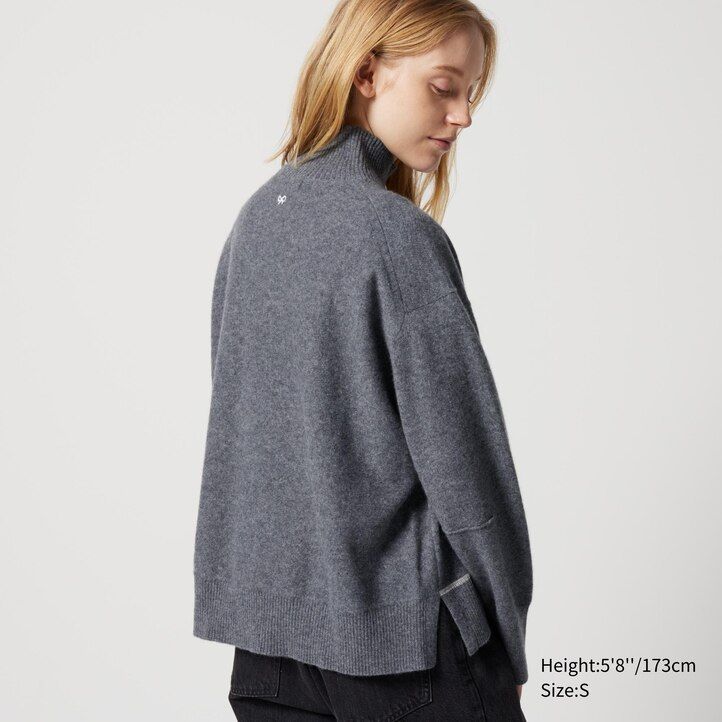 Black Uniqlo 100pct Cashmere High Neck Jumper | TRNWH-3740