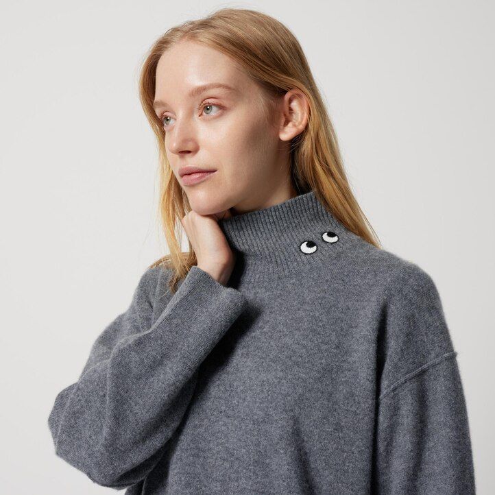 Black Uniqlo 100pct Cashmere High Neck Jumper | TRNWH-3740