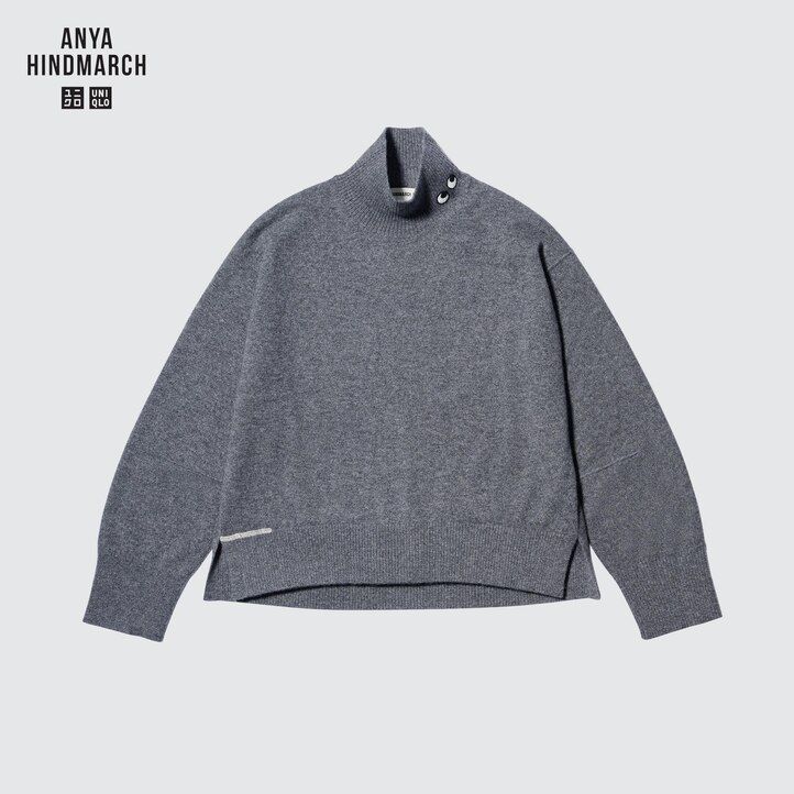 Black Uniqlo 100pct Cashmere High Neck Jumper | TRNWH-3740