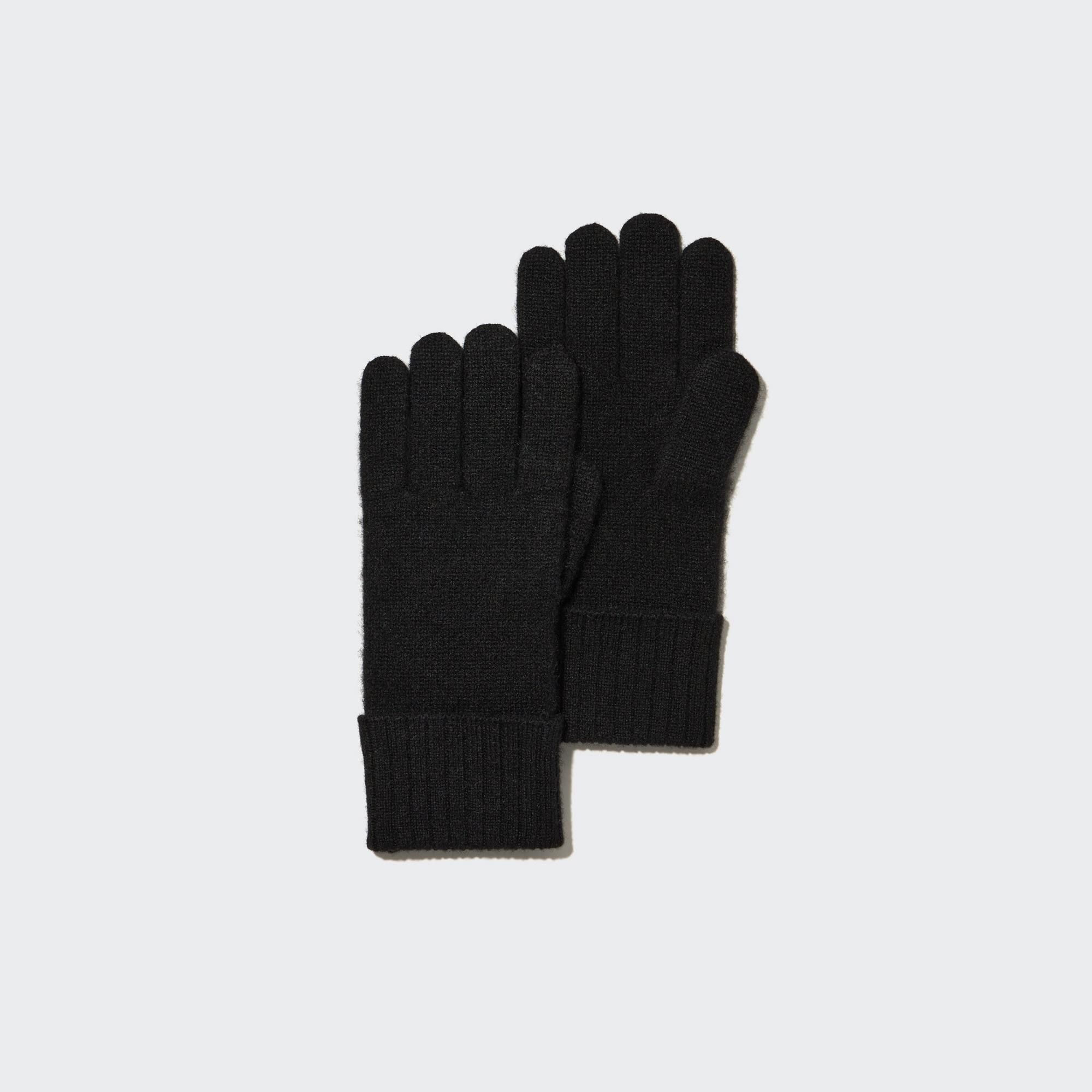 Black Uniqlo 100pct Cashmere Knitted Gloves | QLDCR-6738