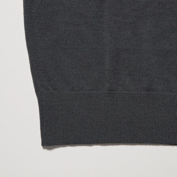 Black Uniqlo 100pct Extra Fine Merino Knit Long Sleeved Polo Shirt | NRZWS-0863