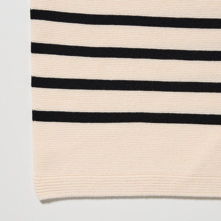 Black Uniqlo 3d Knit Seamless Cotton Striped Crew Neck Jumper | JZBOH-0187