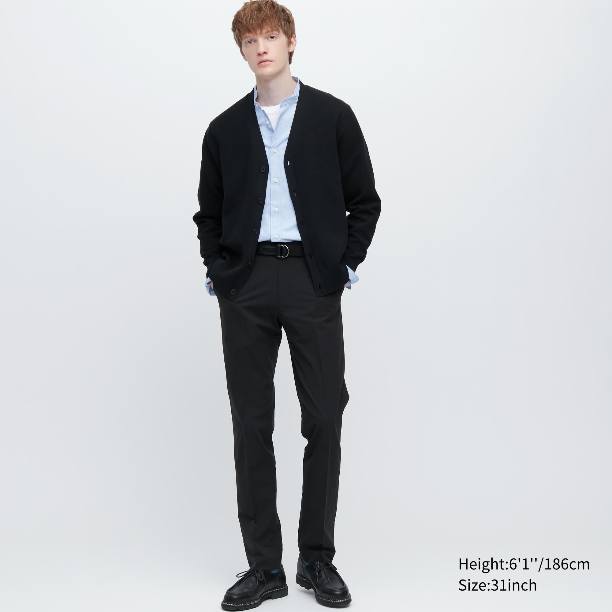 Black Uniqlo Airsense Ultra Light Cotton Like Trousers Long | BROKI-6420