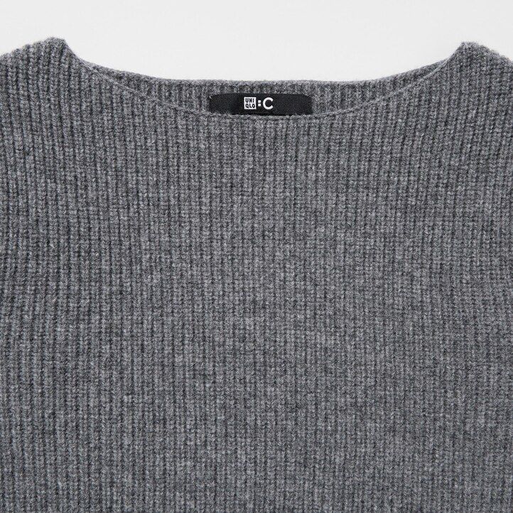 Black Uniqlo Boat Neck Long Sleeved Knitted Dress | DGOZU-1089