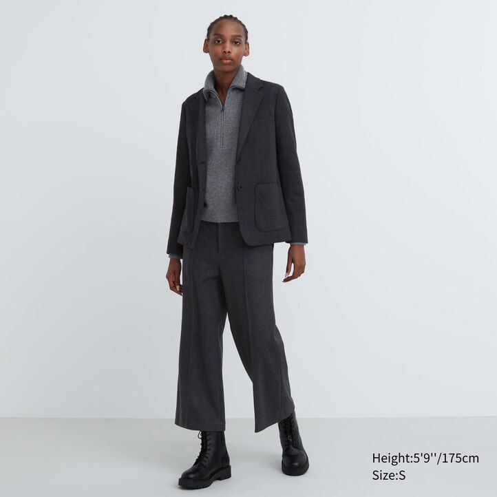 Black Uniqlo Brushed Jersey Blazer Jacket | UGCRL-8061