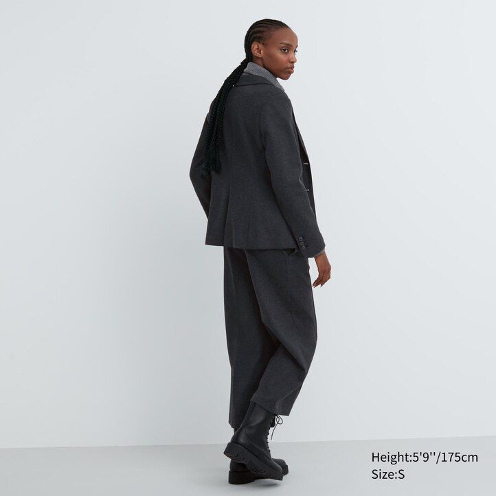 Black Uniqlo Brushed Jersey Blazer Jacket | UGCRL-8061