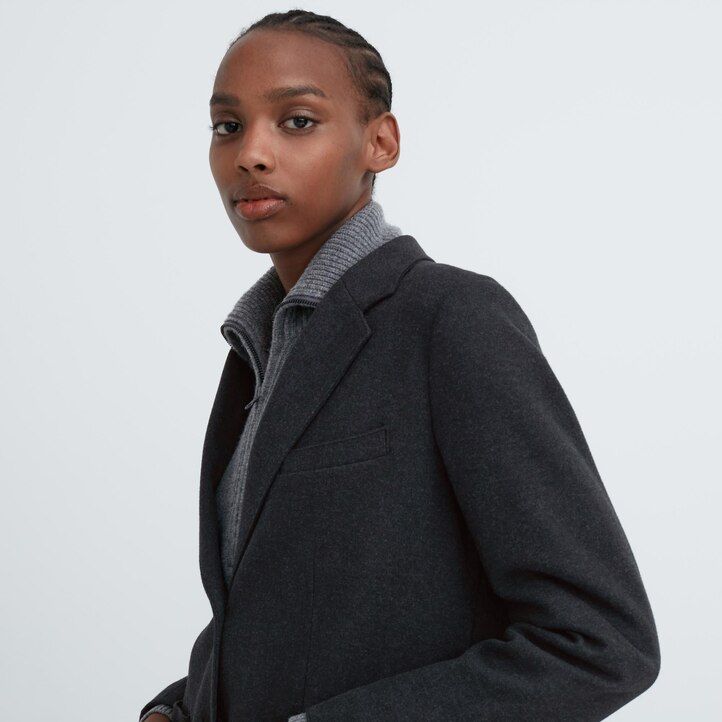 Black Uniqlo Brushed Jersey Blazer Jacket | UGCRL-8061