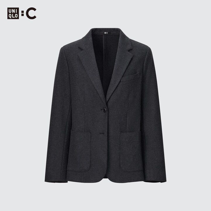 Black Uniqlo Brushed Jersey Blazer Jacket | UGCRL-8061