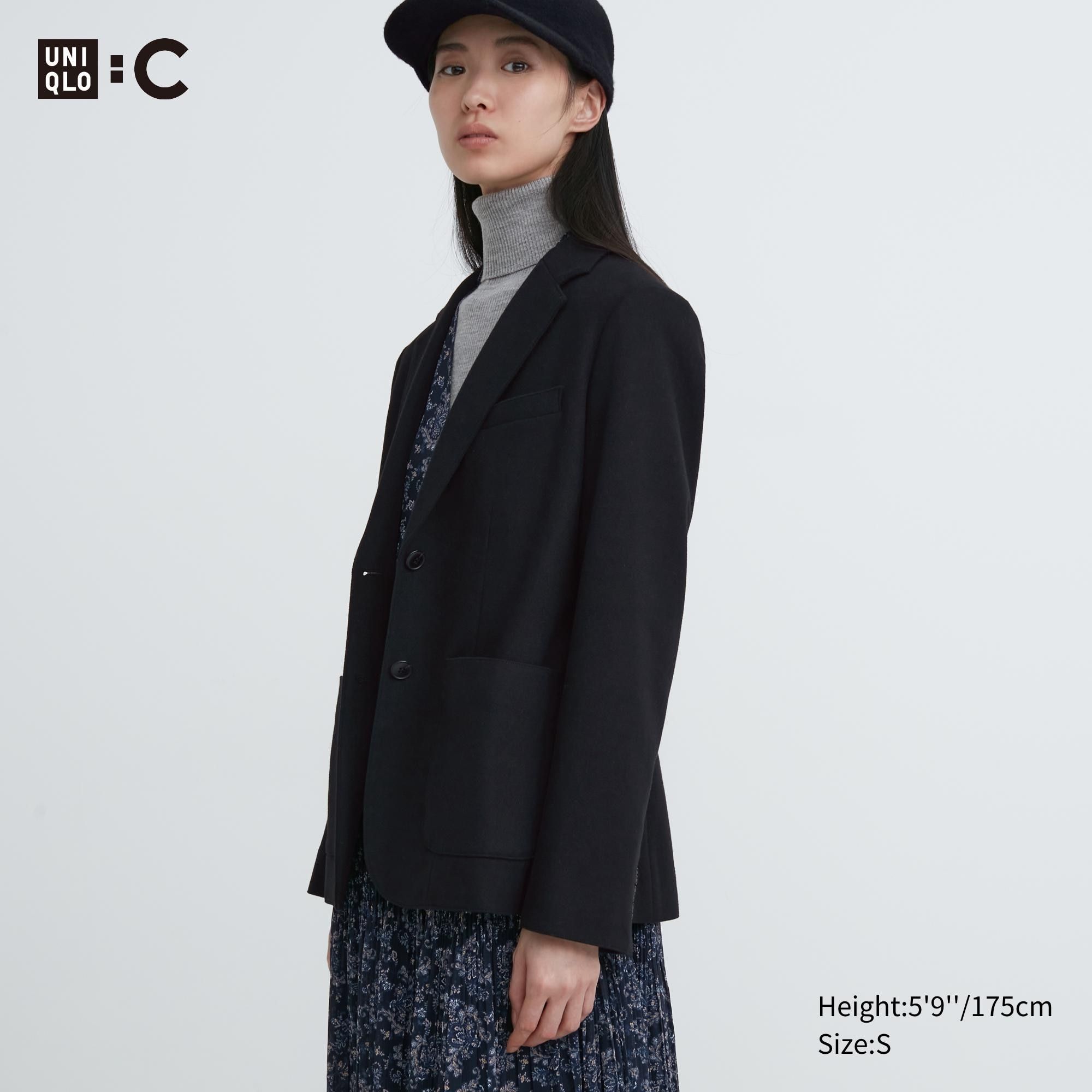 Black Uniqlo Brushed Jersey Blazer Jacket | UGCRL-8061
