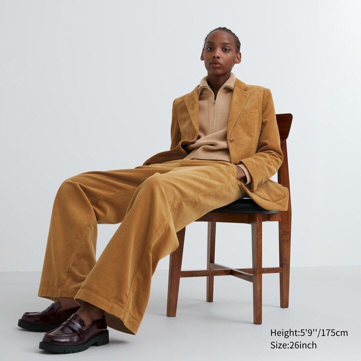 Black Uniqlo Corduroy Wide Leg Trousers | JZORI-3716