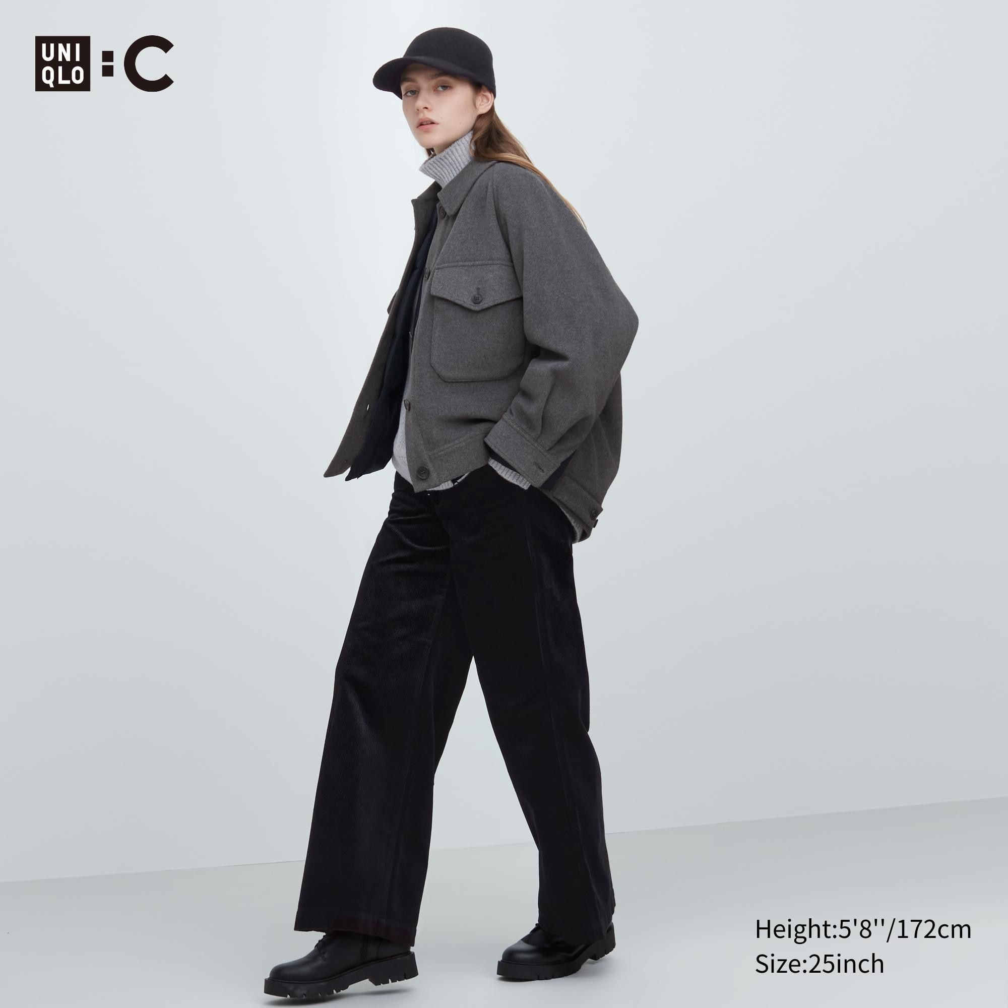 Black Uniqlo Corduroy Wide Leg Trousers | JZORI-3716