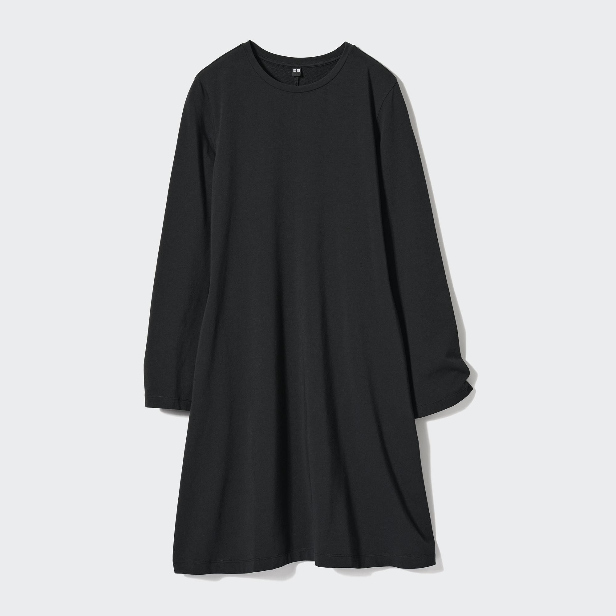 Black Uniqlo Cotton Blend Flared Mini Dress | ZYMXC-5792