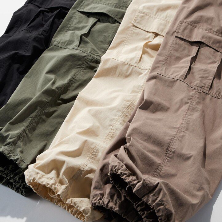 Black Uniqlo Easy Wide Fit Cargo Trousers | QCTWK-9251