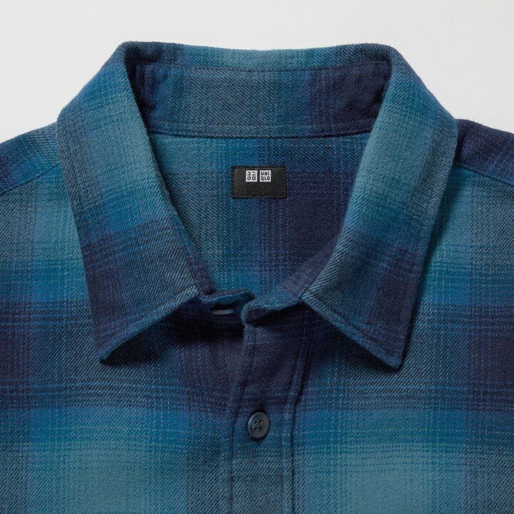 Black Uniqlo Flannel Checked Regular FiT-Shirt Regular Collar | GYBLM-5287