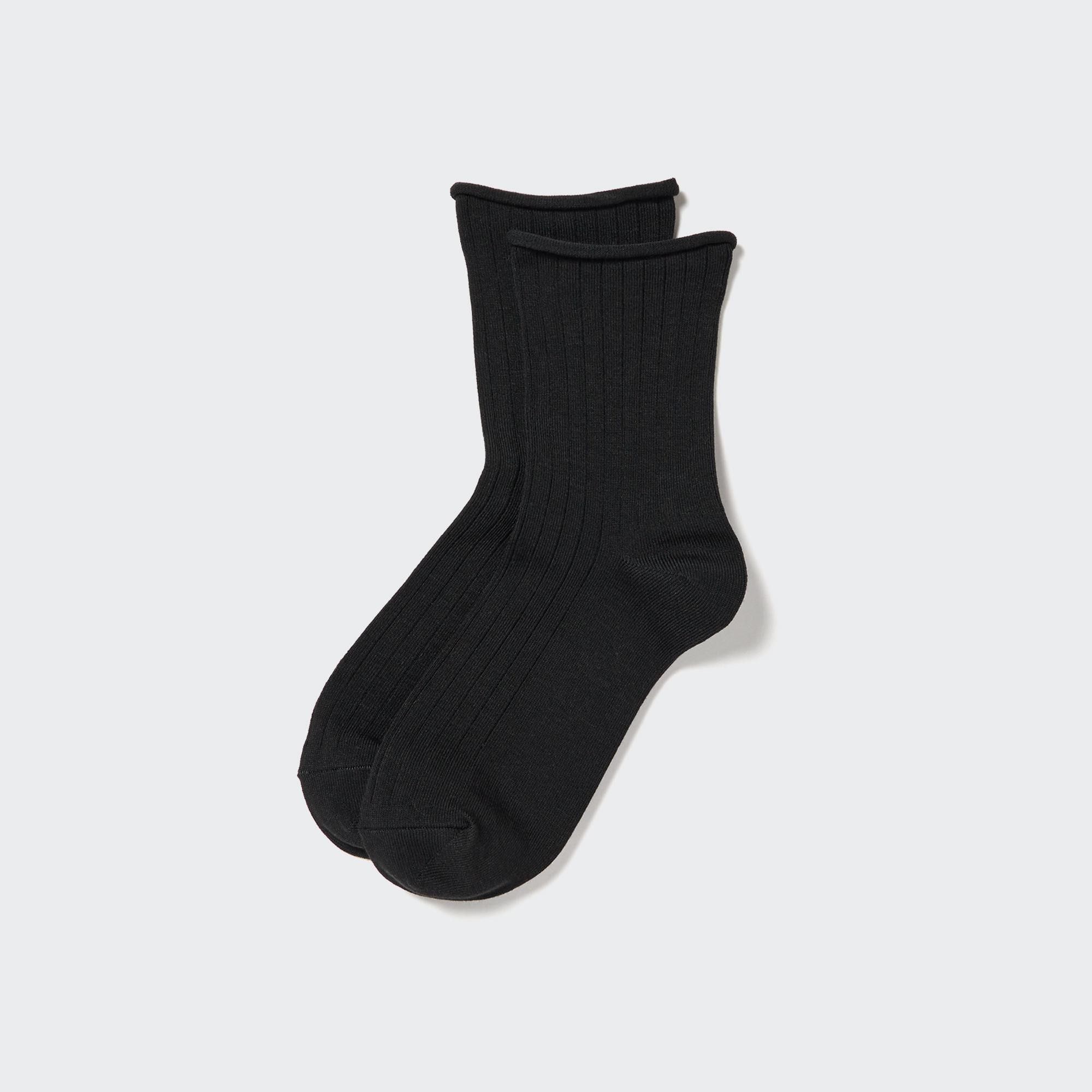 Black Uniqlo Heattech Crew Top Roll Thermal Socks | GFKZN-5941