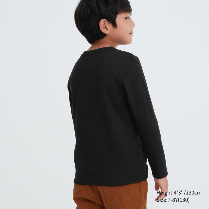 Black Uniqlo Heattech Ultra Warm Crew Neck Long Sleeved Thermal Top | BZYUO-3405