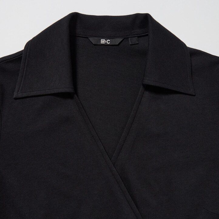 Black Uniqlo Long Sleeved Wrap Dress | NBVML-3087